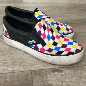 Mudd colorful checkered slip on shoes